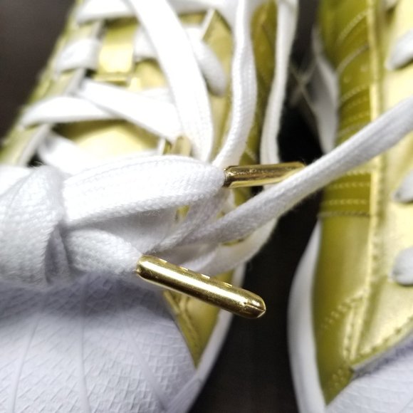 adidas Womens Superstar Satin Gold Metallic White FY1154 Sneaker Fashion Old OG - Picture 11 of 12